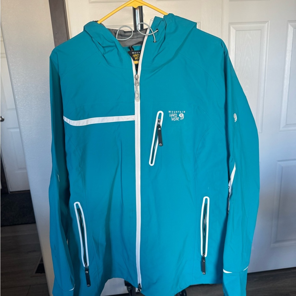 Mountain Hardwear Teal Jacket with White Zipper